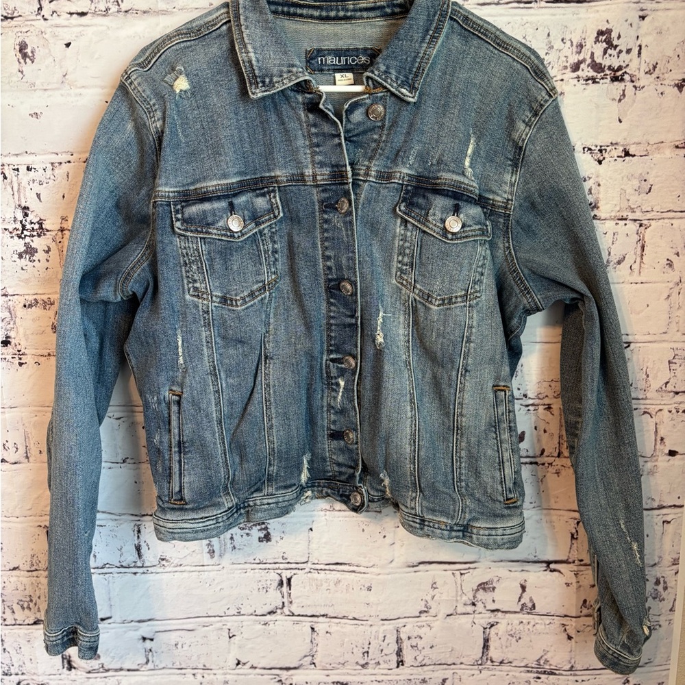 Maurices Light Blue Distressed Jean Jacket